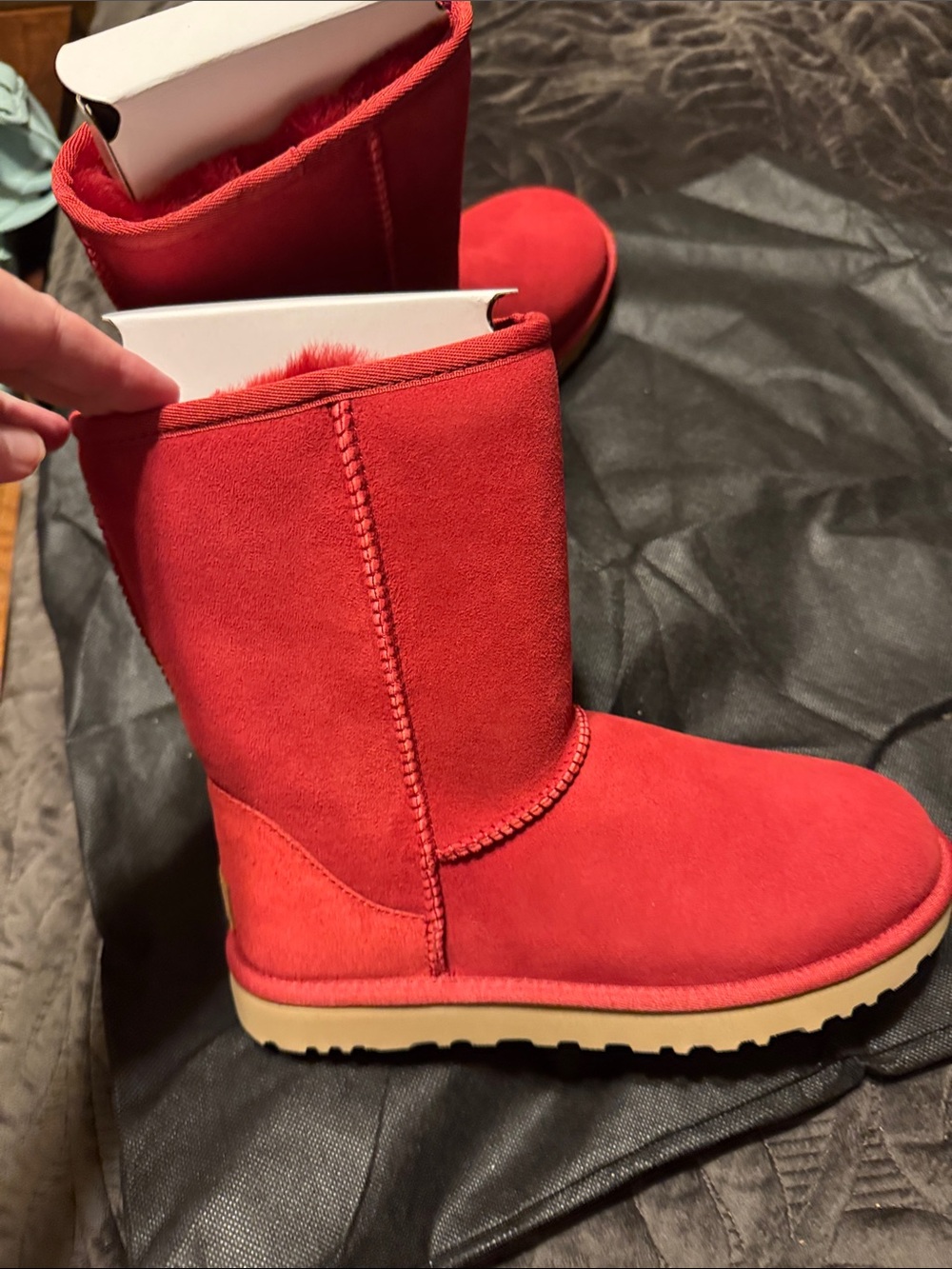 UGG Red Suede Short Winter Boots - Women's Cozy Slip-On